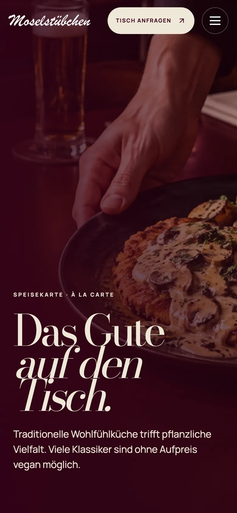 Speisekarte des Moselstübchens auf dem Handy
