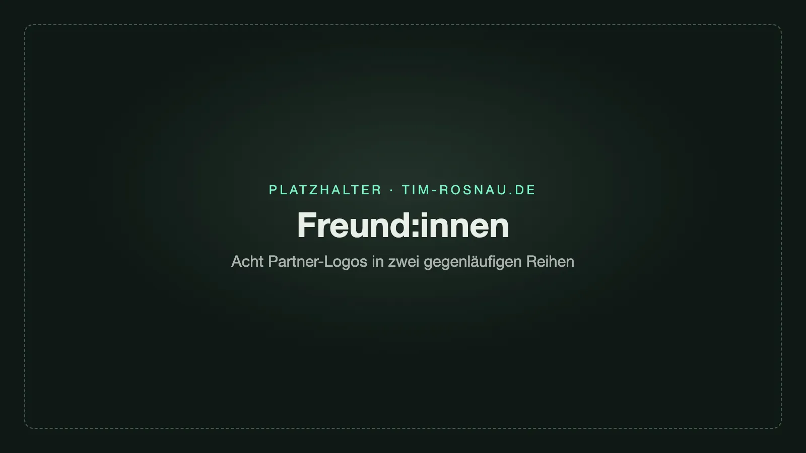 Sektion Freund:innen mit zwei gegenläufigen Reihen aus Partner-Logos