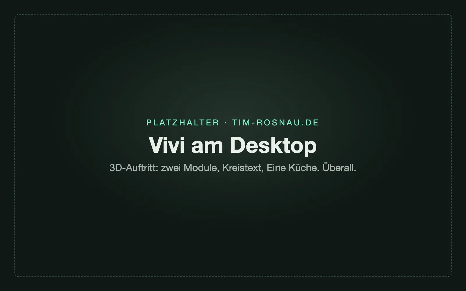Vivi-Showroom auf tim-rosnau.de am Desktop mit 3D-Modell der mobilen Küche